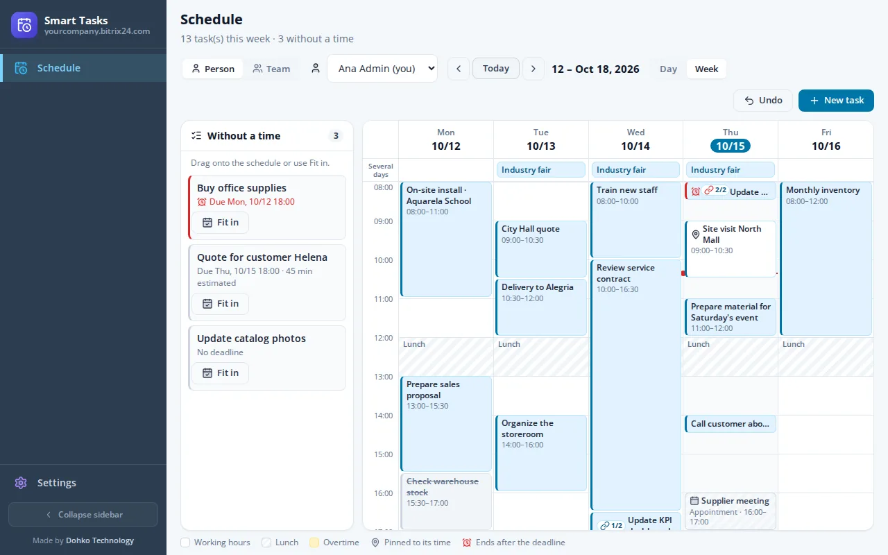 Weekly calendar